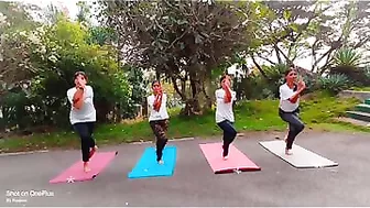 yoga poses#yoga#friends#viral#shorts#4girls#different#posture#morning#students#learning#campus