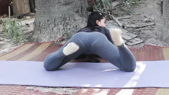 Yoga and Stretching with natural landscape