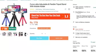 Curve-able Adjustable & Flexible Tripod Stand With Mobile Holder | DARAZ.PK BEST TRYPOD ONLINE DARAZ