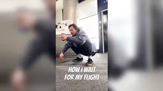 How I wait for my flight #aiport #stretching #restingsquat #squat