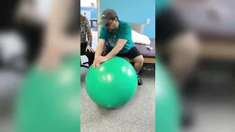 Stroke Rehab : Big bouncy ball for exercise and stretching!