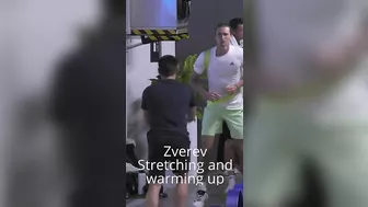 Zverev stretching and warming up in Australian Open. ???? AO 2024