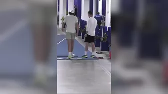 Stretching and warming up in Australian Open. ???? AO 2024