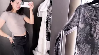 [4K] Transparent Clothes Try on Haul with Emilia