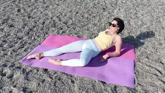 Julia yoga stretch. Strech Legs Flexibility Routine. Gymnast stretching workout.