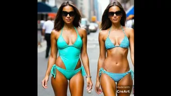 4k Beautiful new york street fashion bikinis look _Ai fashion outfits style