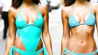 4k Beautiful new york street fashion bikinis look _Ai fashion outfits style