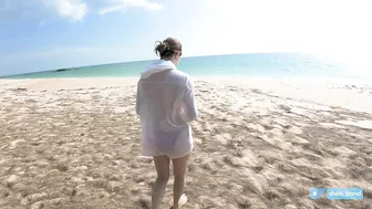 [4K] Dry Vs Wet Try-on Haul Transparent Clothes with Jules Bond on Thai Beach