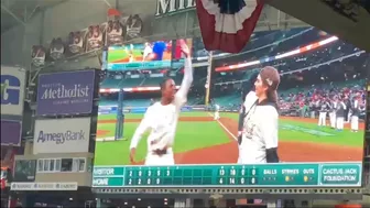 Kendall Jenner gets a score at Travis Scott’s celebrity softball game in Houston Texas