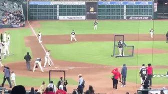 Kendall Jenner gets a score at Travis Scott’s celebrity softball game in Houston Texas