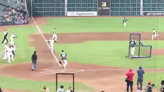 Kendall Jenner gets a score at Travis Scott’s celebrity softball game in Houston Texas