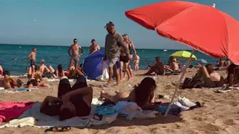 Summer beach walk, Central beaches of Barcelona