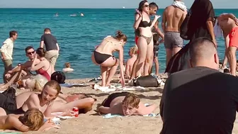 Summer beach walk, Central beaches of Barcelona