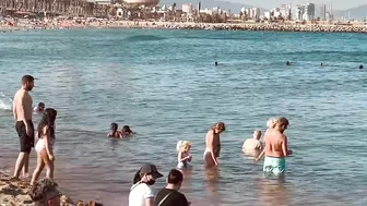 Summer beach walk, Central beaches of Barcelona