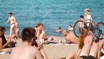 Summer beach walk, Central beaches of Barcelona