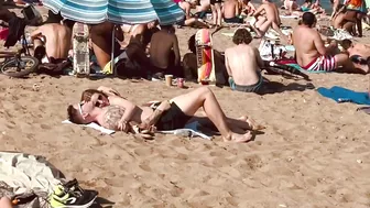 Summer beach walk, Central beaches of Barcelona