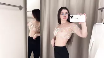 [4K] See-Through Clothes Try on Haul | Transparent Fabric & No Bra Trend