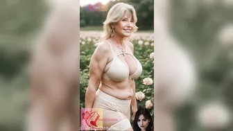 4K Lookbook Natural Woman Over 50 in ROSES Garden Lingerie AI ART Fashion