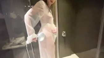 [4K] Transparent See Through Robe Dry vs Wet Try on Haul with Alice Maze