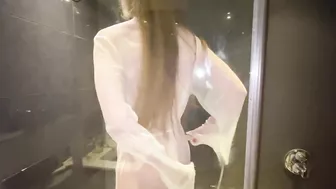 [4K] Transparent See Through Robe Dry vs Wet Try on Haul with Alice Maze