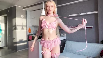 [VARYA FLOWER 4K FULL HD] Transparent pink lingerie haul with Varya See through lingerie haul