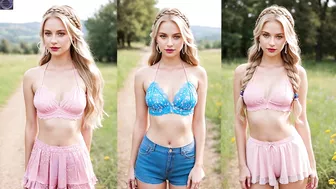 AI ART LookBook. Spring Lingerie & Skirts Collection. A Countryside Modeling Montage. #201