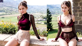 AI ART LookBook. Spring Lingerie & Skirts Collection. A Countryside Modeling Montage. #201