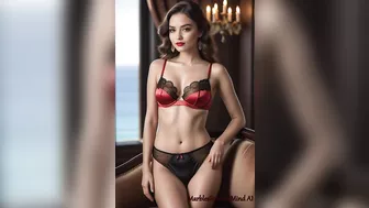 AI Beauties in Red Lingerie - Santorini Luxury Lounge