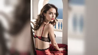 AI Beauties in Red Lingerie - Santorini Luxury Lounge