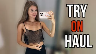 [4K] Transparent Lingerie Try on Haul In Mall 2024 | See-Through Fabric & No Bra Trend