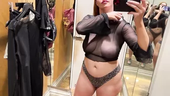 See Through Try On Haul At The Mall | Sheer Dresses Try on [4K]