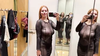 See Through Try On Haul At The Mall | Sheer Dresses Try on [4K]