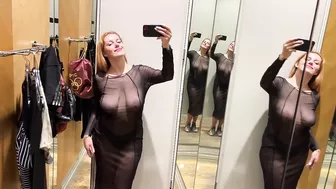 See Through Try On Haul At The Mall | Sheer Dresses Try on [4K]