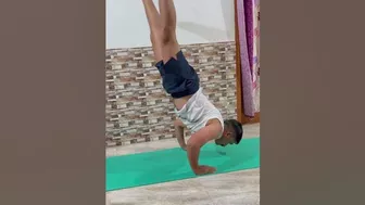 Hand stand practice/ yoga and fitness/ advance yoga pose