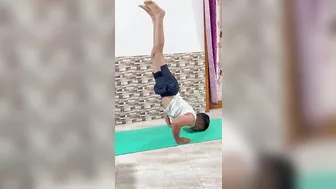 Hand stand practice/ yoga and fitness/ advance yoga pose