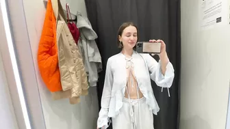 [4K] See-Through Clothes Try on Haul With Klara Si| Transparent Fabric & No Bra Trend