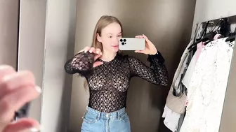 [4K] Transparent Clothes with Mia Miku | See-Through Try On Haul At The Mall | No Bra Trend