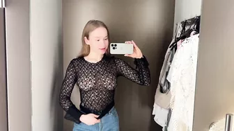 [4K] Transparent Clothes with Mia Miku | See-Through Try On Haul At The Mall | No Bra Trend