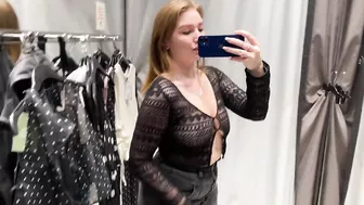 [4K] Transparent Clothes Try on Haul In Mall With Kiki : See-Through try on