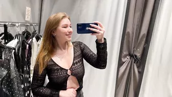 [4K] Transparent Clothes Try on Haul In Mall With Kiki : See-Through try on