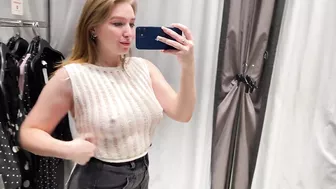 [4K] Transparent Clothes Try on Haul In Mall With Kiki : See-Through try on