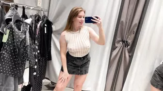 [4K] Transparent Clothes Try on Haul In Mall With Kiki : See-Through try on