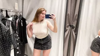 [4K] Transparent Clothes Try on Haul In Mall With Kiki : See-Through try on