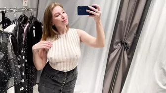 [4K] Transparent Clothes Try on Haul In Mall With Kiki : See-Through try on