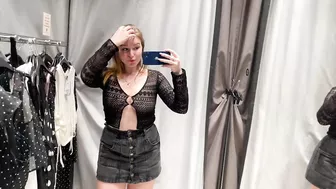 [4K] Transparent Clothes Try on Haul In Mall With Kiki : See-Through try on