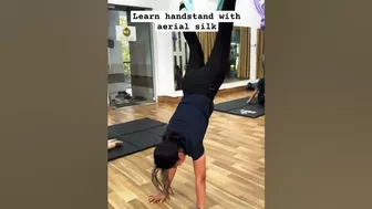 Basic handstand learning with aerial prop #strength#power#yoga#shorts#youtubeshorts#viral#gym