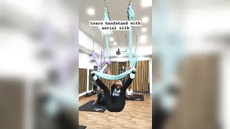 Basic handstand learning with aerial prop #strength#power#yoga#shorts#youtubeshorts#viral#gym