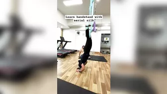 Basic handstand learning with aerial prop #strength#power#yoga#shorts#youtubeshorts#viral#gym