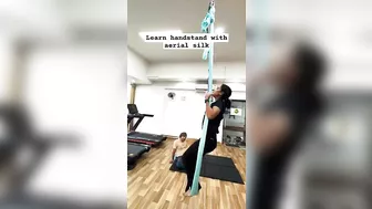 Basic handstand learning with aerial prop #strength#power#yoga#shorts#youtubeshorts#viral#gym