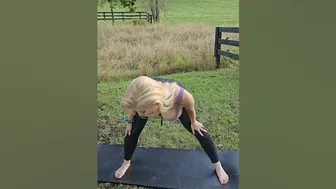 yoga stretching on the farm